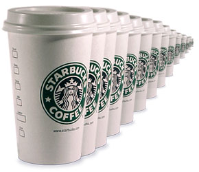 cups of Starbucks coffee